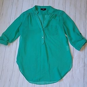 I.N. San Francisco Sheer Shirt Teal